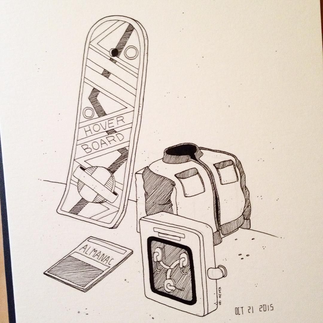 1080x1080 Inktober Day Back To The Future - Hoverboard Drawing