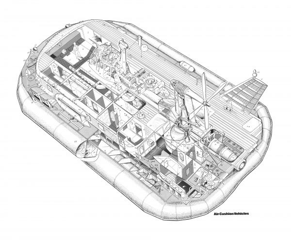 600x496 Prints Of British Hovercraft Corp Bh Cutaway Drawing - Hovercraft Drawing