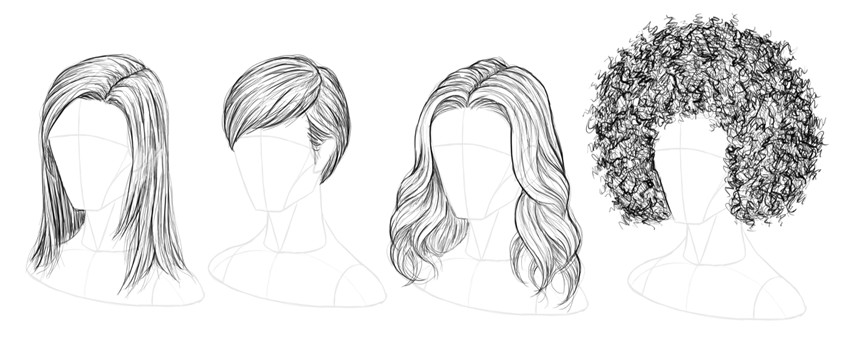 850x353 How To Draw Hair Step - How Drawing