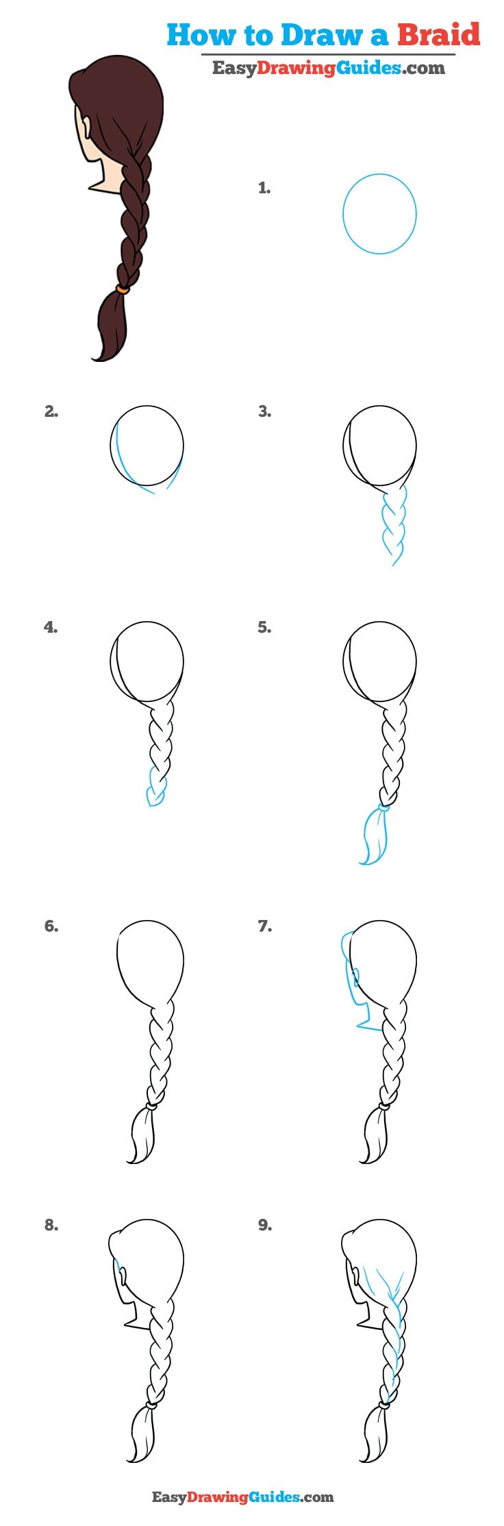 736x2226 How To Draw A Braid Really Easy Drawing Tutorial - How Drawing How Drawing