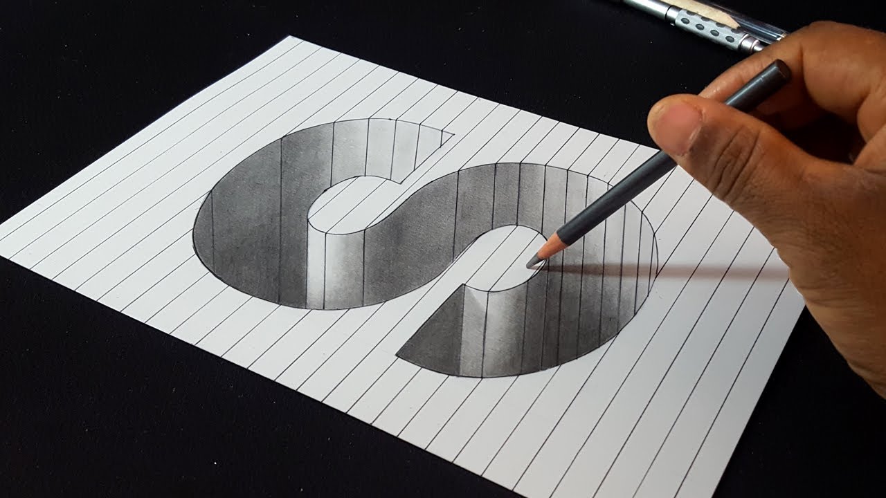 1280x720 How To Draw Letter S Hole Shape - How To Draw 3d Drawing