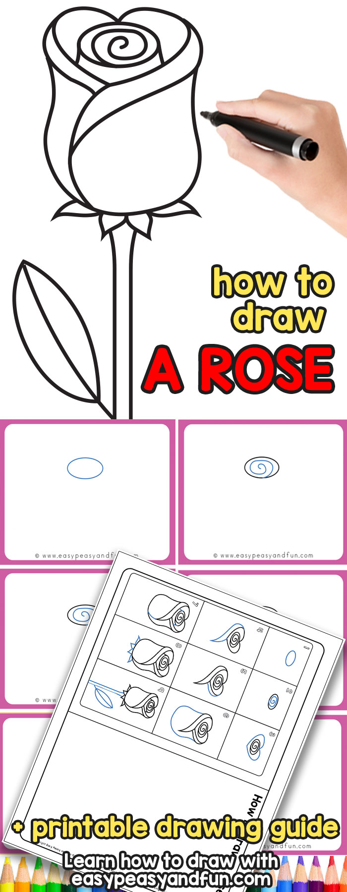 700x1800 How To Draw A Rose - How To Draw A Drawing Step By Step