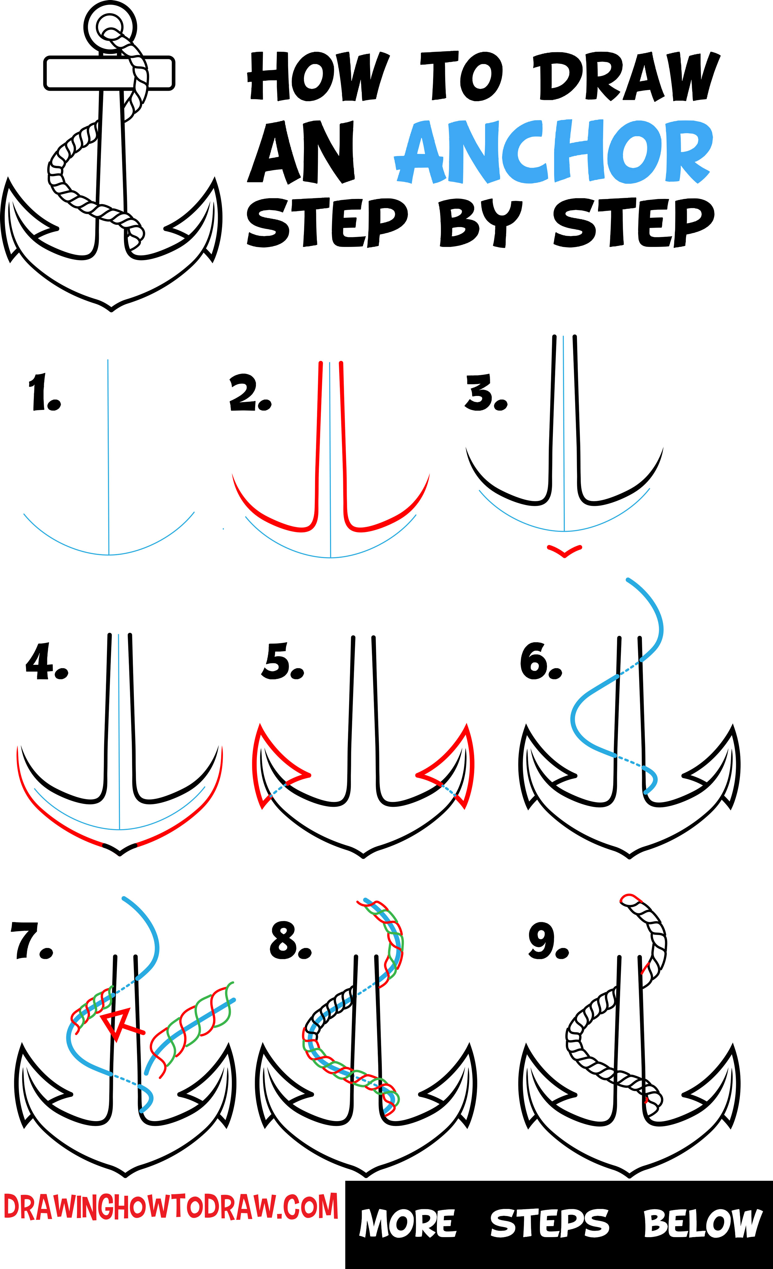 2500x4102 How To Draw An Anchor Easy Step - How To Draw A Drawing Step By Step