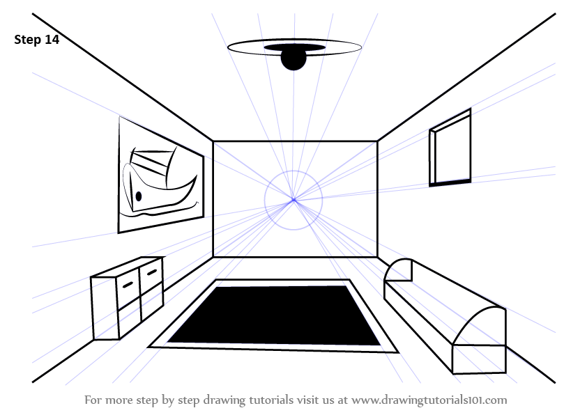 842x596 Learn How To Draw A Room Using One Point Perspective - How To Make A One Point Perspective Drawing