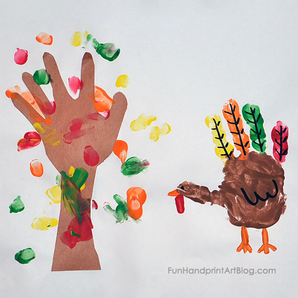 600x600 thanksgiving turkey and fall tree handprint art keepsake - How To Make A Turkey Hand Drawing