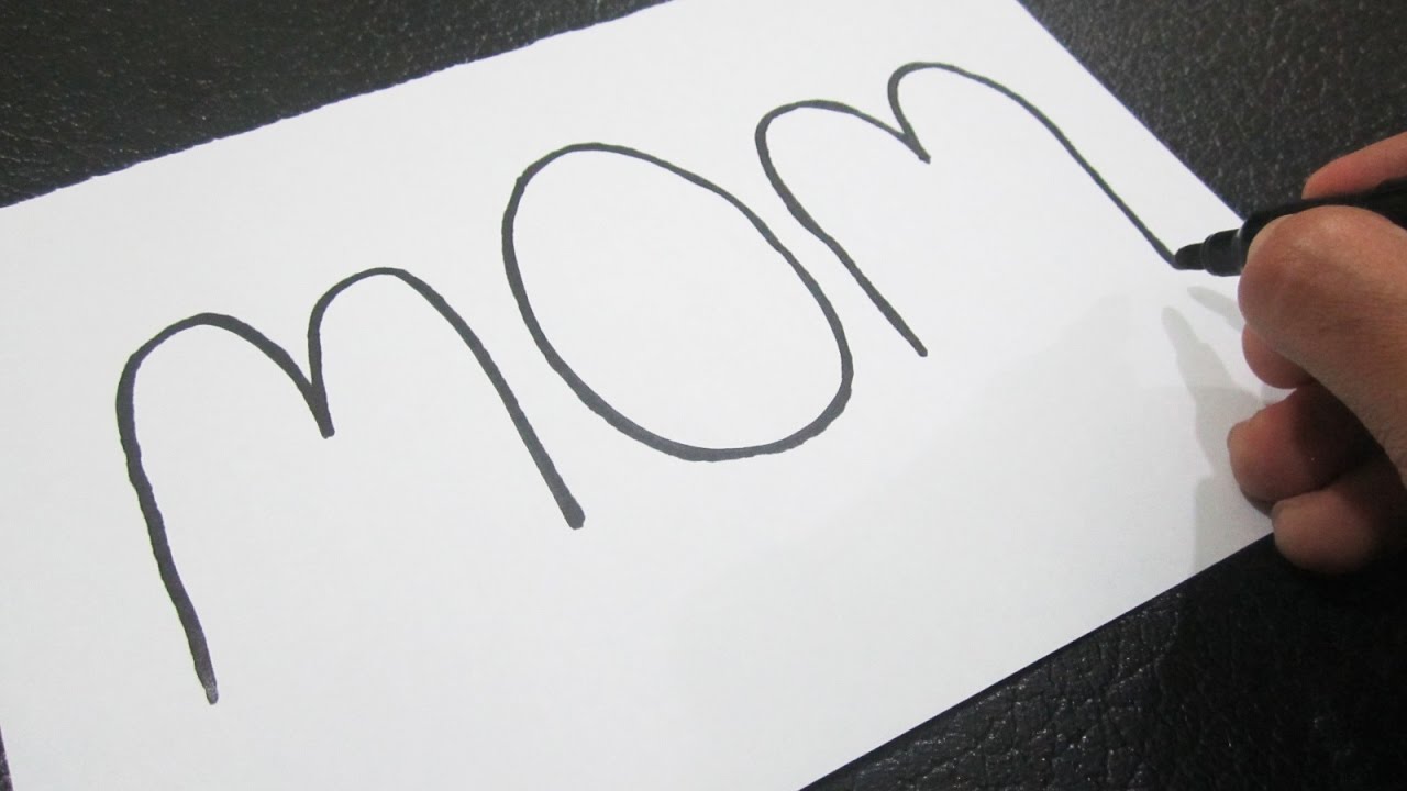 1280x720 How To Turn Words Mom Into A Cartoon ! Learn Drawing Art On Paper - How To Turn A Picture Into A Drawing