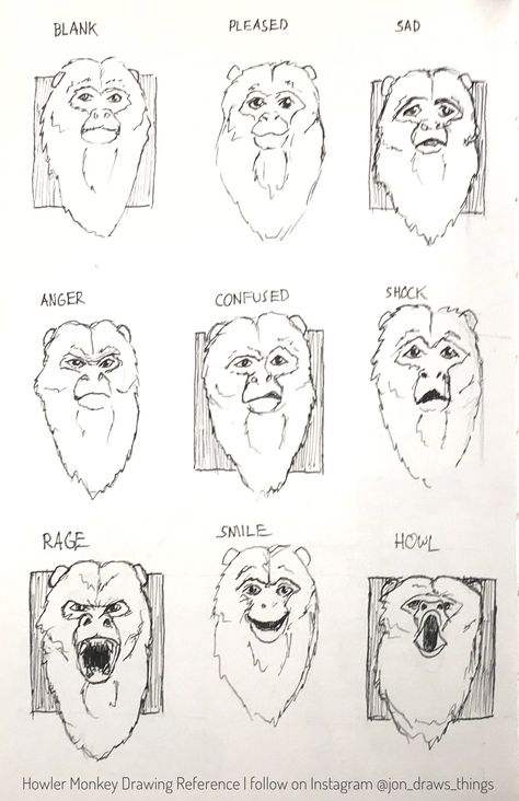 474x732 Howler Monkey With Anthropromorphised Facial Expressions - Howler Monkey Drawing