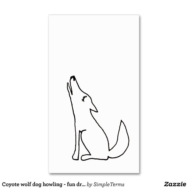 756x756 Coyote Wolf Dog Howling Fun Ink Line Drawing Art Round Stickers - Howling Coyote Drawing
