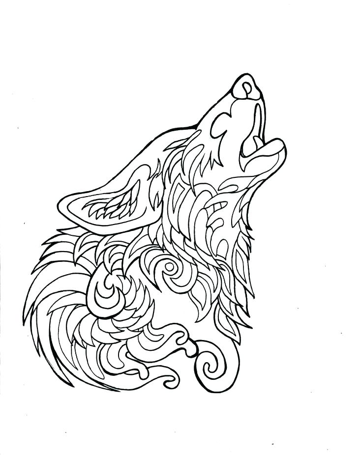 736x926 Howling Wolf Head Drawing - Howling Wolf Head Drawing