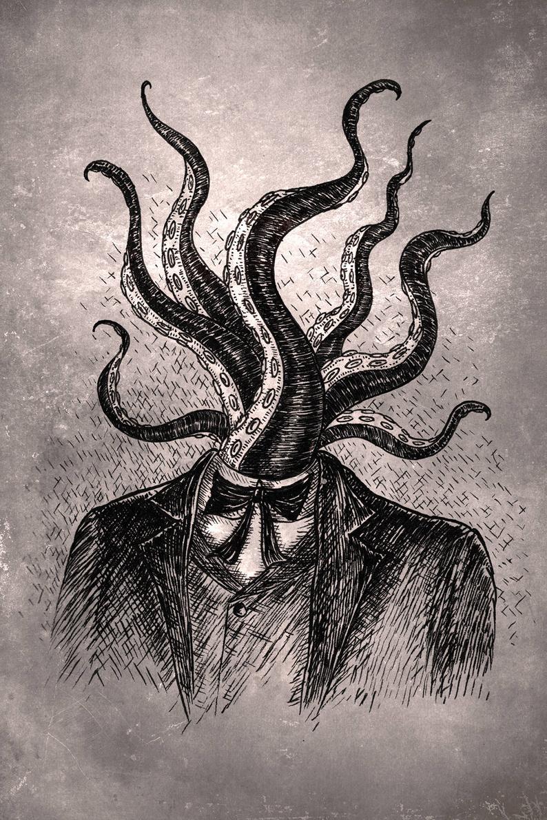 794x1191 tentacle head art print - Hp Lovecraft Drawings.