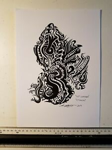 225x300 Unframed Size H P Lovecraft, Cthulhu Black Tribal Tattoo - Hp Lovecraft Drawings
