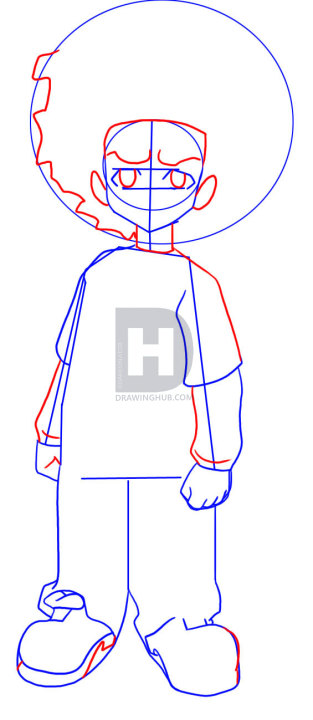 313x720 how to draw huey freeman from the boondocks, step - Huey Drawing