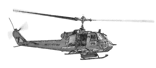 500x218 bell uh huey sketch - Huey Helicopter Drawing