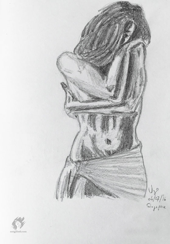 559x800 Self Hug - Hug Drawing
