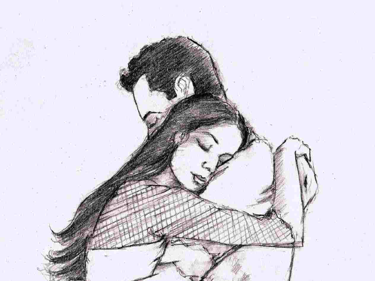 1264x948 Simple Hug Drawing - Hug Drawing