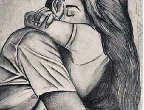 483x370 Couple, Drawing, And Hug Image Art Drawings, Couple Drawings E - Hug Drawing