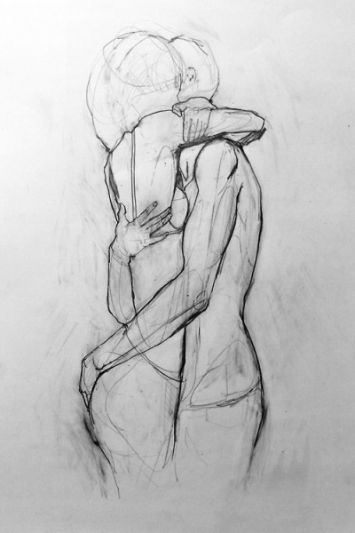 400x600 Couple Drawing Tumblr - Hug Drawing