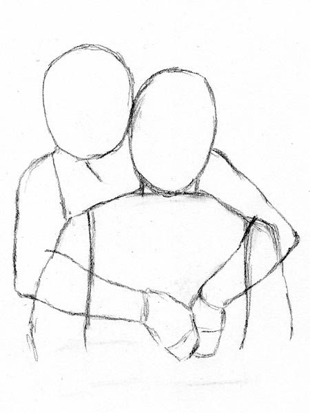 450x600 How To Draw People Hugging From Behind The Back Draw Drawings - Hug Drawing