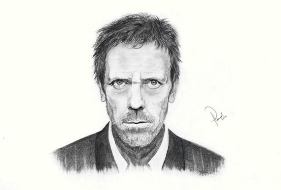 570x387 gregory house m d hugh laurie pencil drawing print etsy - Hugh Laurie Drawing