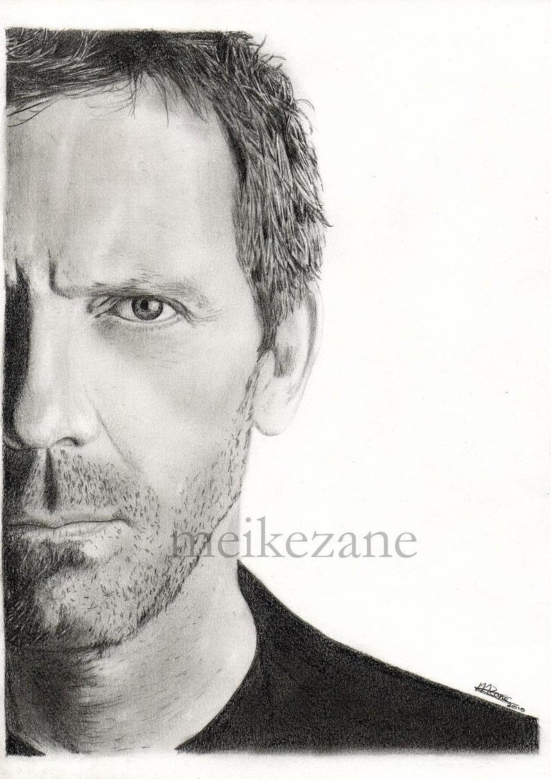 794x1123 Hugh Laurie House M D Drawing Print Etsy - Hugh Laurie Drawing