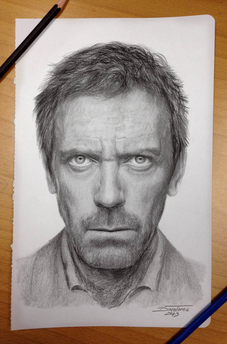 727x1100 Hugh Laurie Pencil Drawing Aka Dr House - Hugh Laurie Drawing