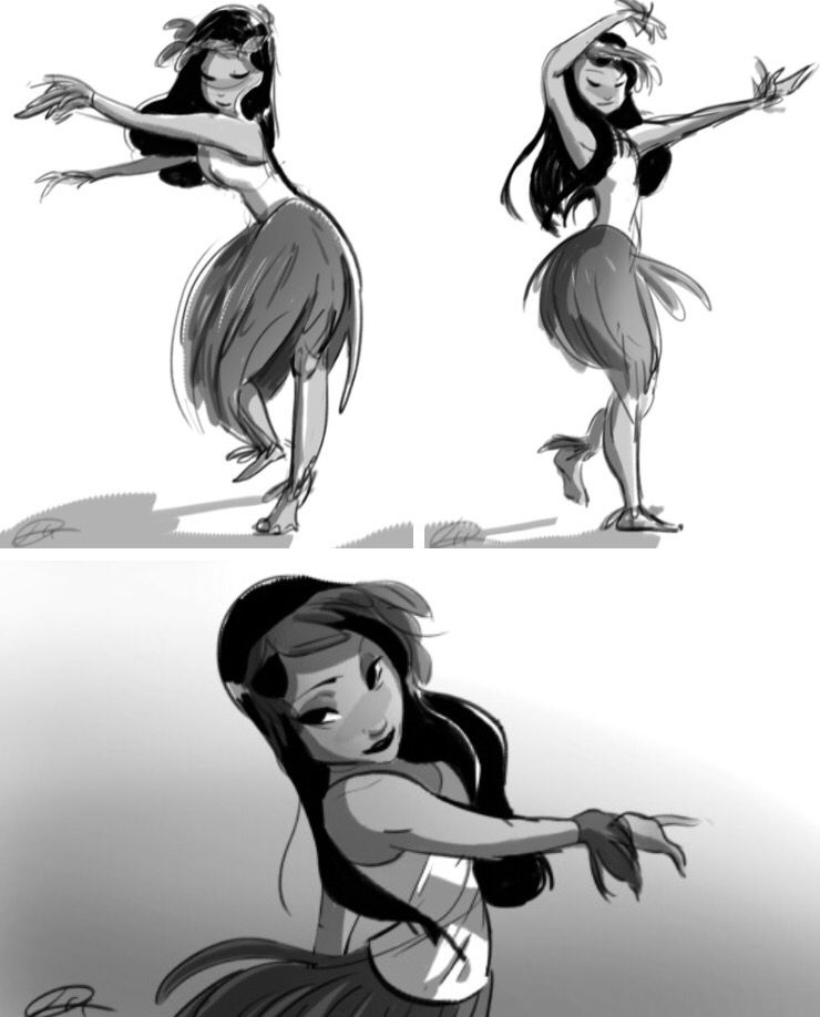 740x918 hawaiian hula girl sketch drawing references sketches - Hula Dancer Drawing