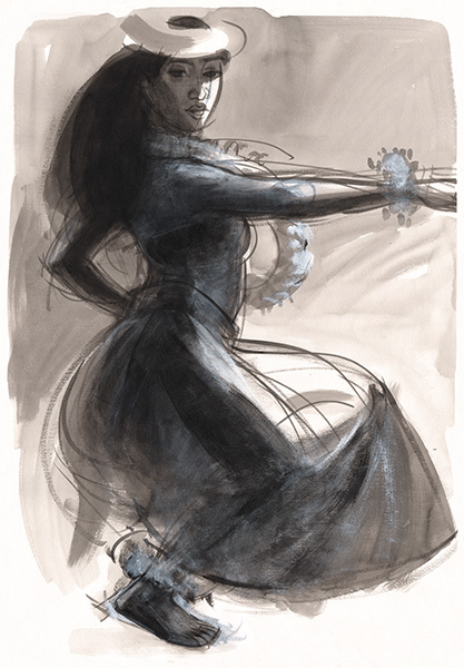417x600 hula paintings and art prints - Hula Dancer Drawing