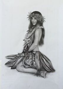 213x300 Charcoal Drawing - Hula Dancer Drawing