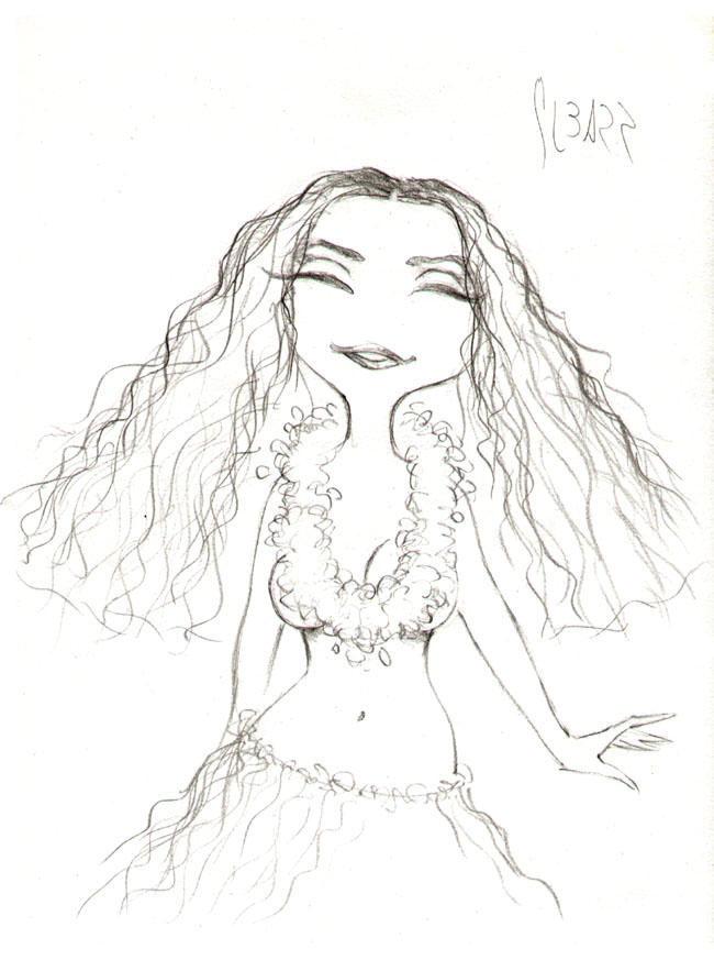650x873 glenn barr hula girl drawing, in dave morris's dragon con - Hula Drawing