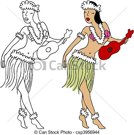 450x453 hula girl - Hula Drawing