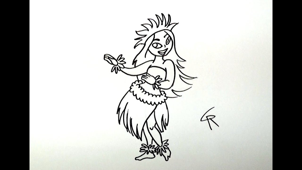 1280x720 learn how to draw and color a hula girl - Hula Drawing