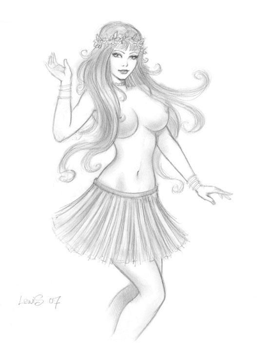 550x727 scott lewis hula girl, in dave morris's mid ohio con comic - Hula Girl Drawing