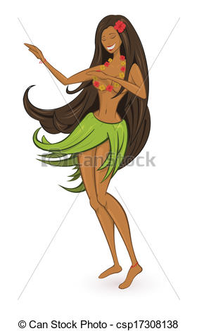 280x470 vector illustration of hula girl in hibiscus necklace - Hula Girl Drawing
