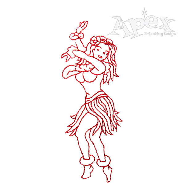 600x600 dancing hula girl embroidery design - Hula Girl Drawing