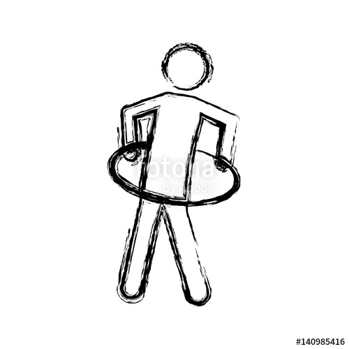 500x500 monochrome sketch of training in hula hoop vector illustration - Hula Hoop Drawing