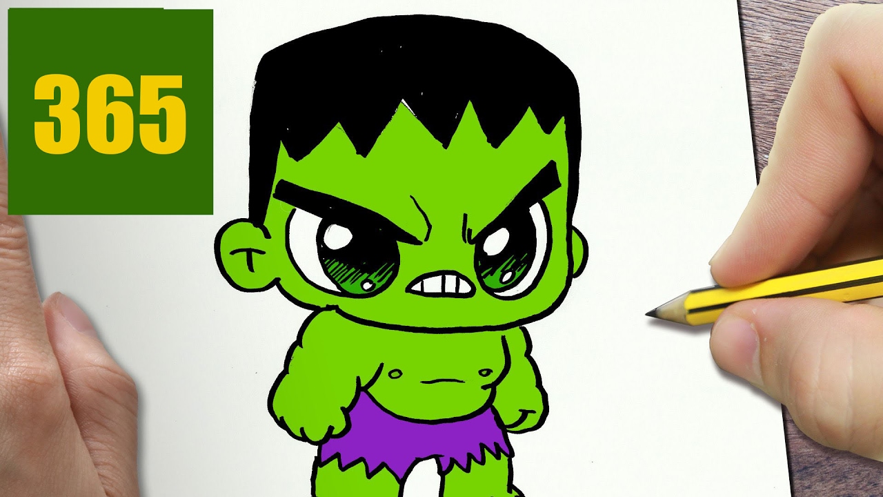 1280x720 how to draw a hulk cute, easy step - Hulk Cartoon Drawing