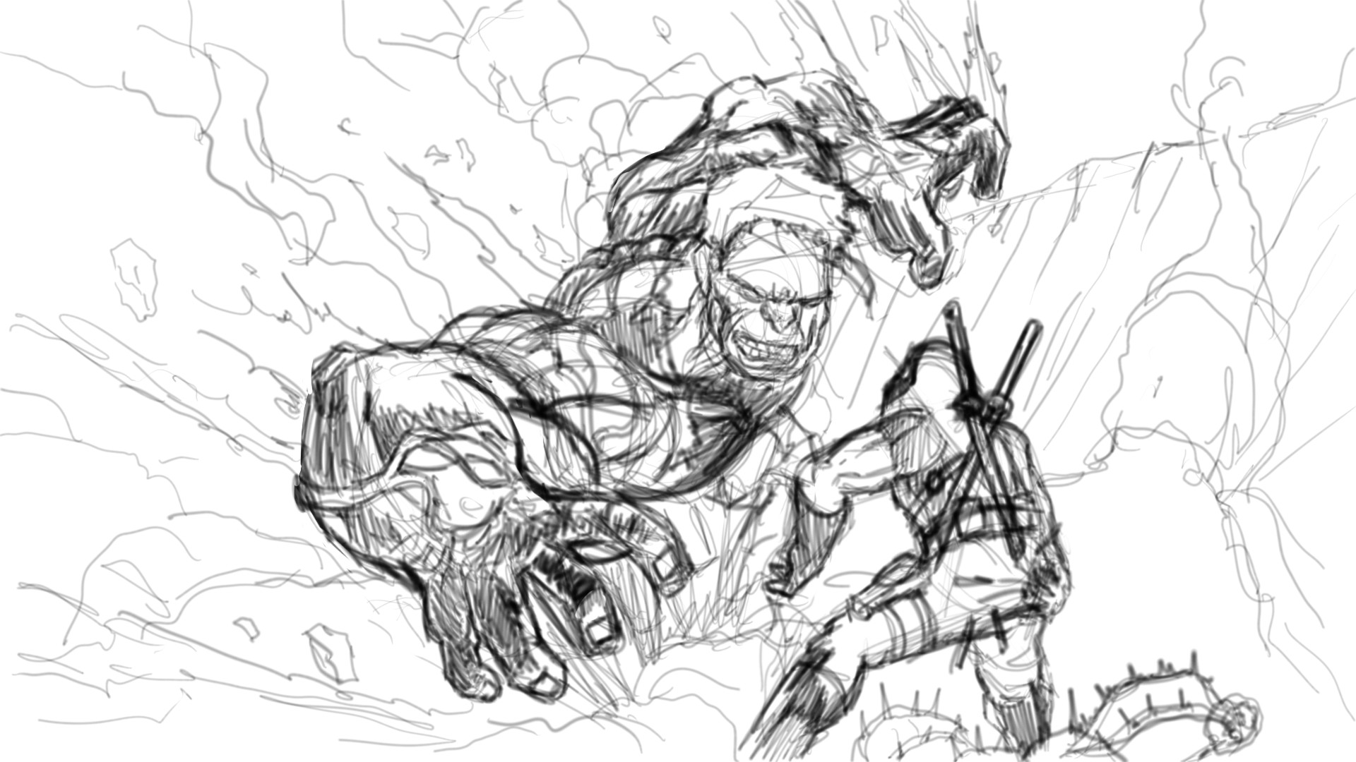 1920x1080 Artstation - Hulk Cartoon Drawing