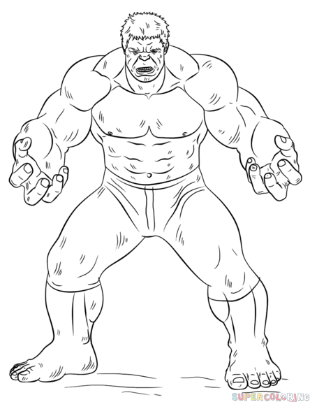 444x575 How To Draw Hulk Step - Hulk Drawing Easy