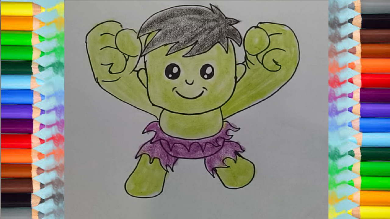 1280x720 How To Draw Baby Hulk Cute And Easy Step - Hulk Drawing Pages