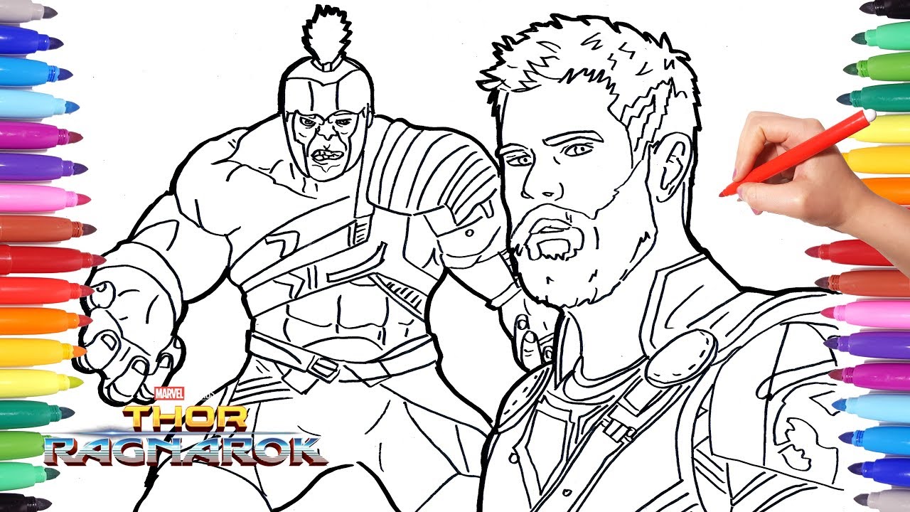 1280x720 thor ragnarok and hulk coloring pages how to draw hulk and thor - Hulk Drawing Pages