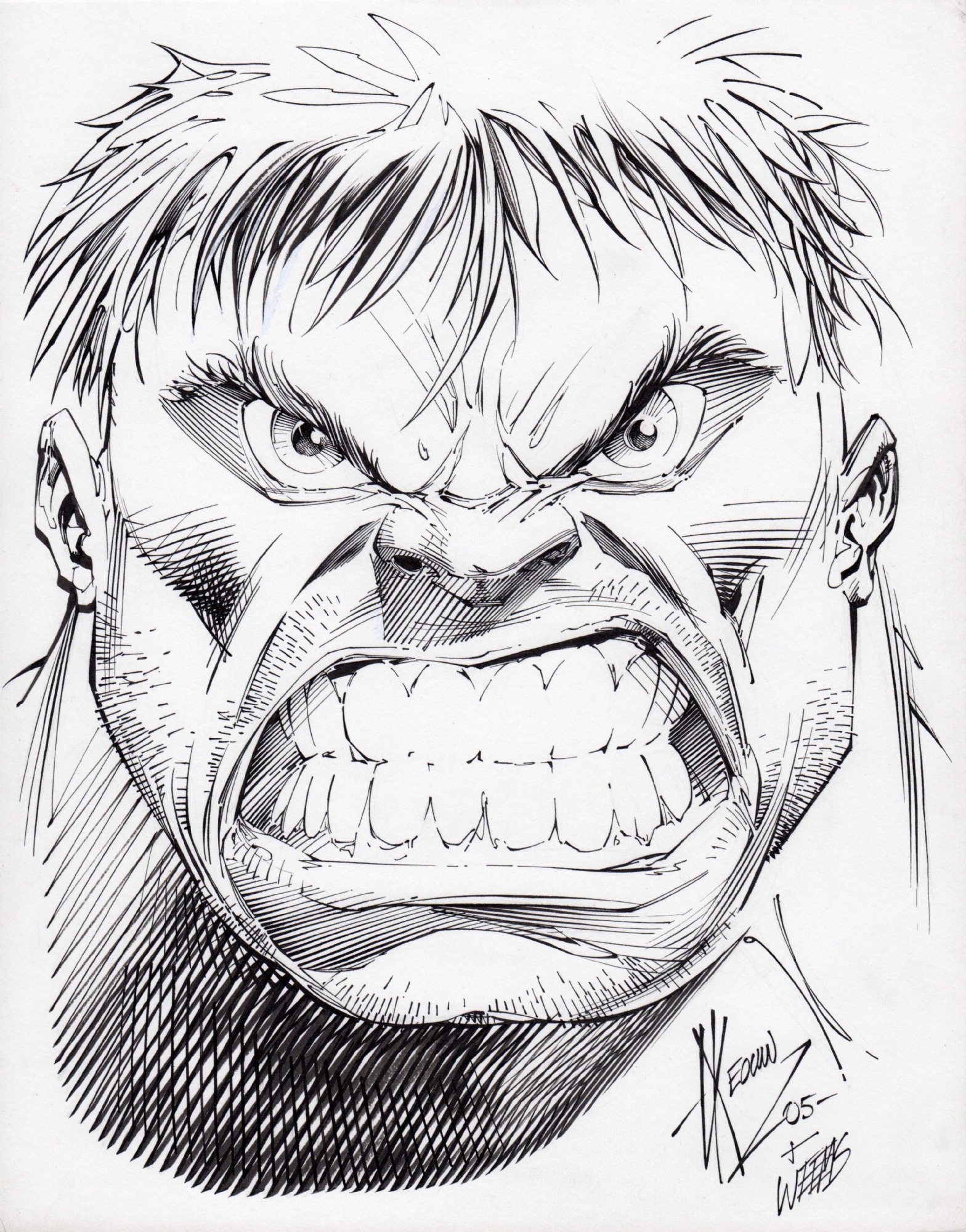 Hulk Commission - Hulk Face Drawing. 