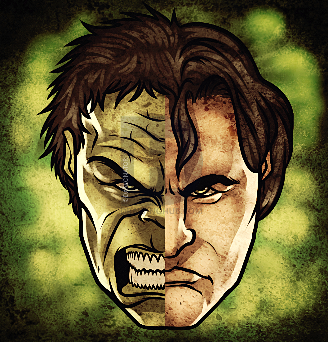 1058x1103 How To Draw Bruce Banner And Hulk, Step - Hulk Face Drawing