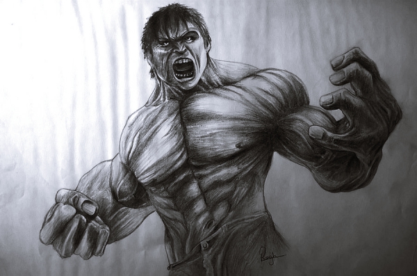 600x397 Magical Superhero Pencil Drawings - Hulk Pencil Drawing