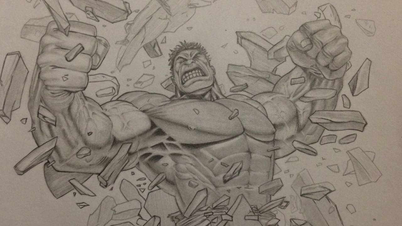 1280x720 Incredible Hulk Smash Pencil Drawing - Hulk Pencil Drawing