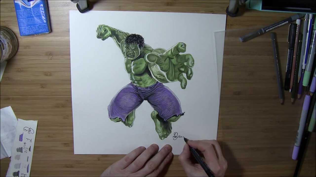 1280x720 Drawing The Incredible Hulk In Coloured Pencil Time Lapse - Hulk Pencil Drawing