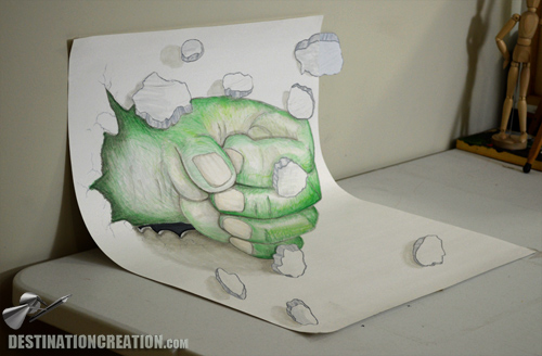 500x328 hulk smash anamorphic drawing destination creation - Hulk Smash Drawing
