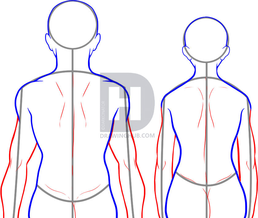 841x712 How To Draw A Back, Step - Human Back Drawing