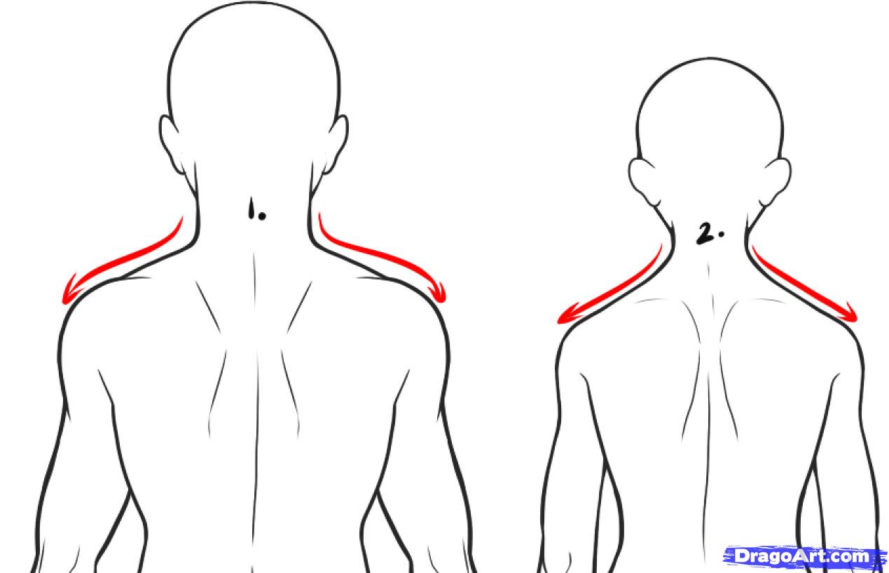 1269x818 How To Draw A Back, Step - Human Back Drawing