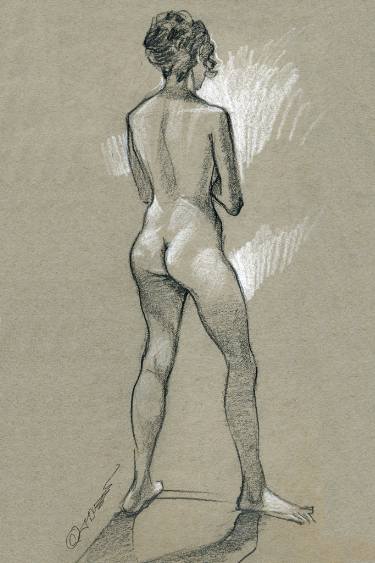 375x563 Standing Back Drawing - Human Back Drawing