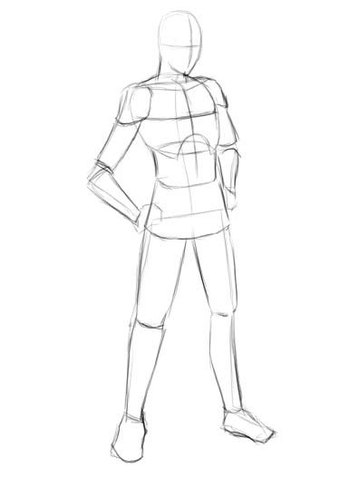 396x528 Human Body Proportions Art In The Next Step, You Draw Cylinder - Human Body Drawing Template